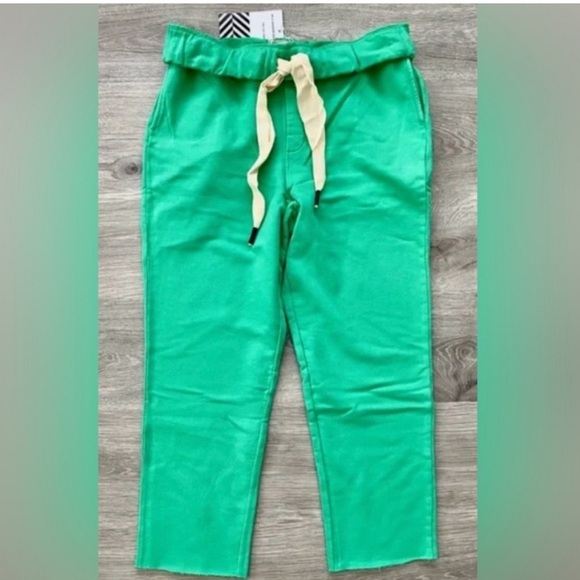 FREE PEOPLE X SANDRINE ROSE BUSH Green Drawstring Jogger Sweatpants NWT NIP - Picture 7 of 12